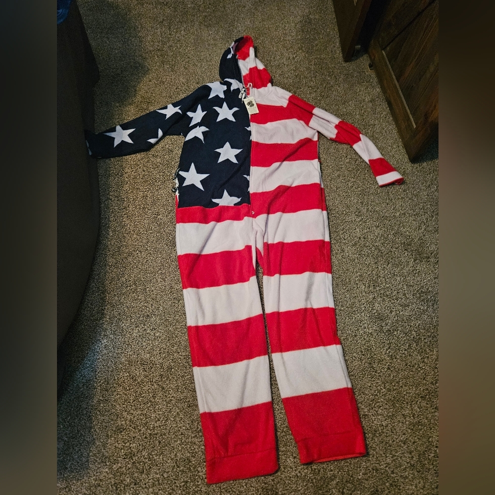 American Flag Hooded Onesie XL